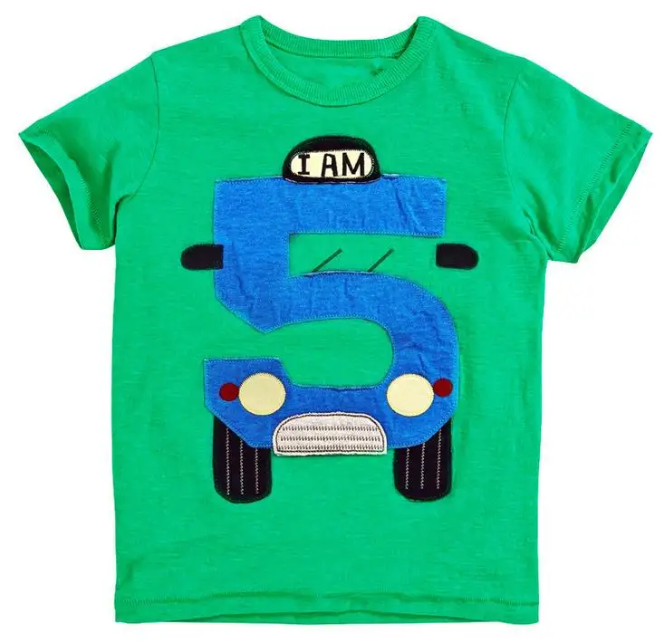 

2017 Summer New Baby Boy T-shirts Number Five Car Green Cotton Short Sleeve T-shirts Children Clothing 1-6Y 50219