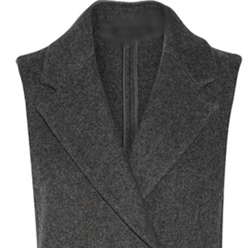 New Autumn Winter Women's Vest Wool Coat Female Long Vests Dark Gray Waistcoat For Women jaqueta feminina