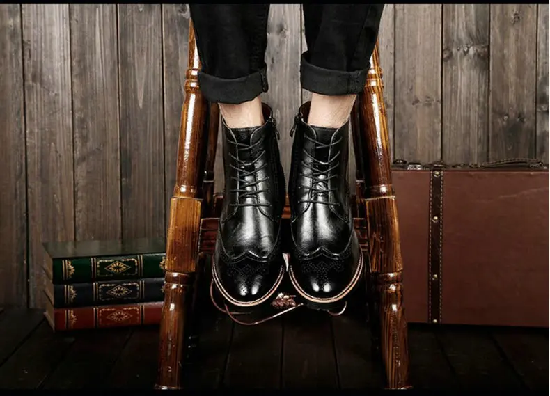 Men's Boots Lace-up Fashion Boot Black Shoes Men Boots Chelsea Genuine Leather Winter Shoes Mens Military Boots Men Combat Brand (8)