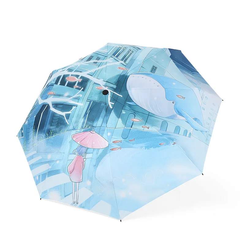 YADA Pocket Underwater World Mini Umbrellas Parasol Folding Male Umbrella Rain For Womens UV Windproof Foldable Umbrella YS657