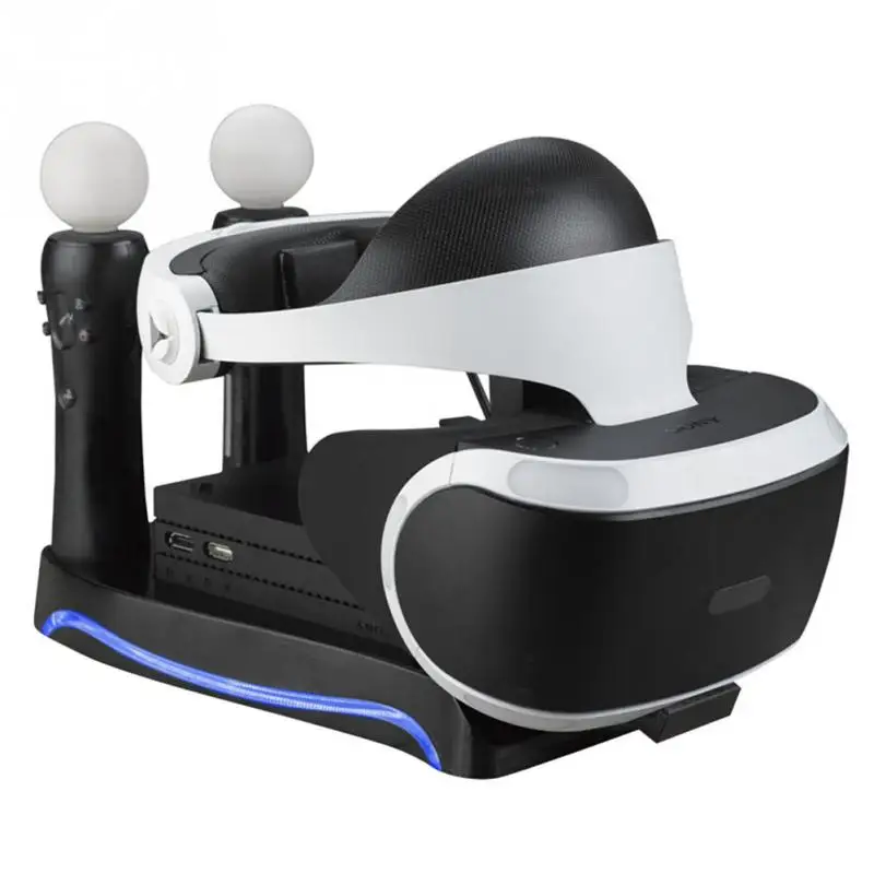 

For PS Move PS4 Controller PSVR Headset Storage Showcase Joystick 4-in-1 Multi-Functional Charging Dock Station Stand Holder