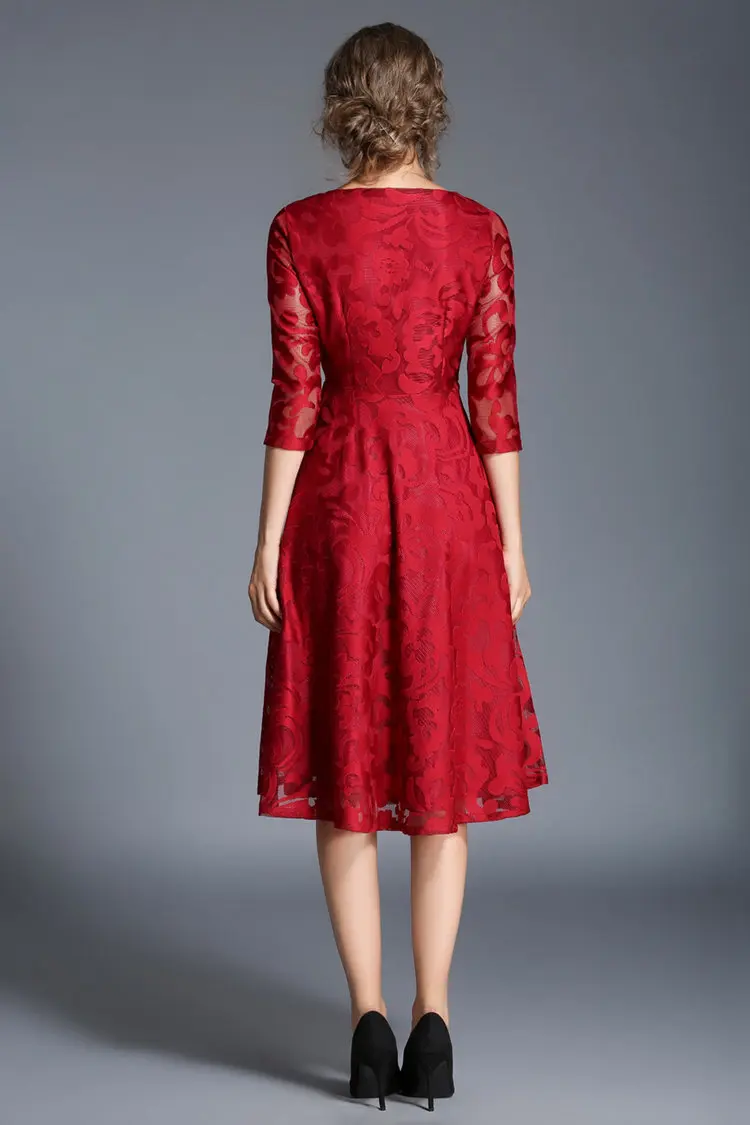 Autumn Lace Dress Casual Slim Fashion Women Dresses Hollow Out Large Size Dresses Women A-line Vintage Vestidos Mujer Robe Femme 2019 (6)