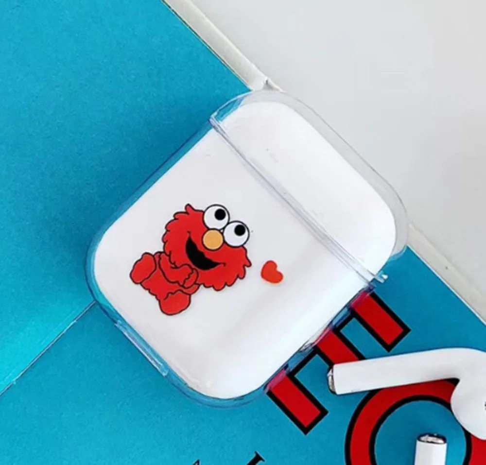 Elmo 4 Мультяшная свинья Элмо прозрачная Беспроводная сумка для наушников для Apple Airpods прозрачный милый узор пластиковый жесткий компьютер защитный чехол - Цвет: Elmo 4