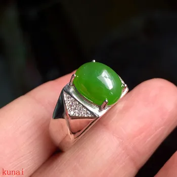 

KJJEAXCMY fine jewelry 925 Silver inlaid with natural jade ring jewelry. a