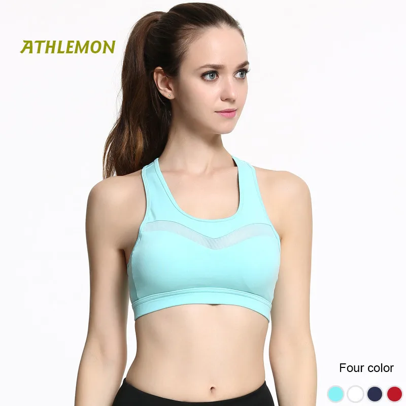 High Impact Sexy Mesh Push Up Running Fitness Bra Wirefree Padded Breathable Sport Bra Top