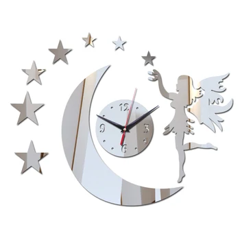 

new hot sale 3d acrylic wall clock promotion mirror home decoration modern design diy crystal sticker watch free shipping