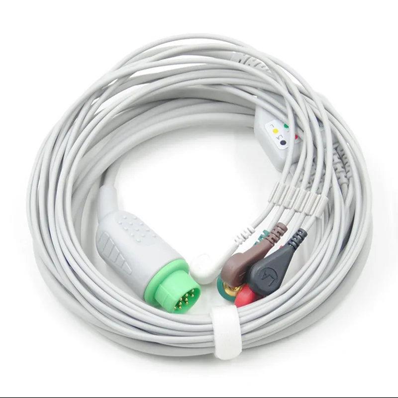 TPU One Piece ECG cabo 5 leva para Biolight monitor paciente M7000 M9500