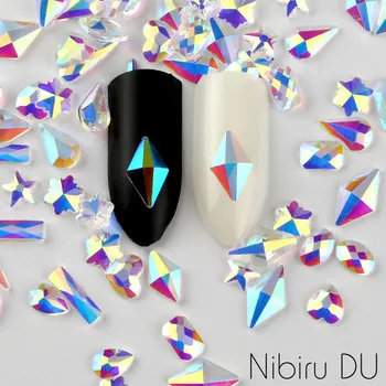 

36 pcs Nail Decoration Rhinestone Chameleon No Plating Bottom Glass Crystal Stone For 3D Nails Decorations Accessories