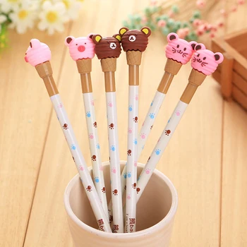 

12PCS/Lot Cute Animal Gel Pen Black Bear Pens School & Office Supply Student Kawaii Stationery Supplies Gifts