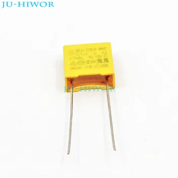 

(20pcs/lot) X2 Safety Capacitor 104K 0.1uF 100nF 275V 10% Pitch 10mm Polyester Film Capacitor Yellow Square Capacitance