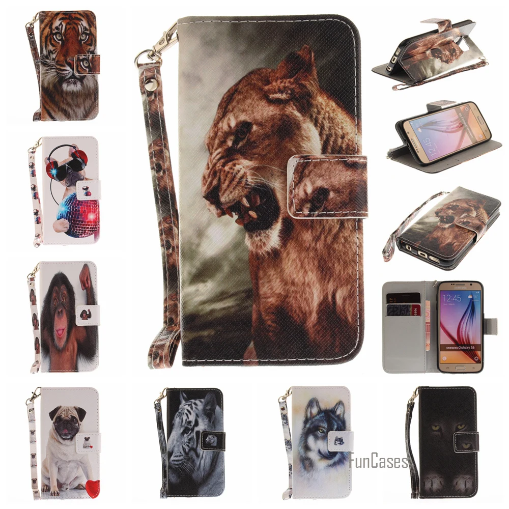 

Funda Painted PU Leather Flip Case For Galaxy S6 S7 Edge S8 Plus J5 Prime Wallet Case For Samsung Galaxy A3 A5 2017 J5 J3 2016