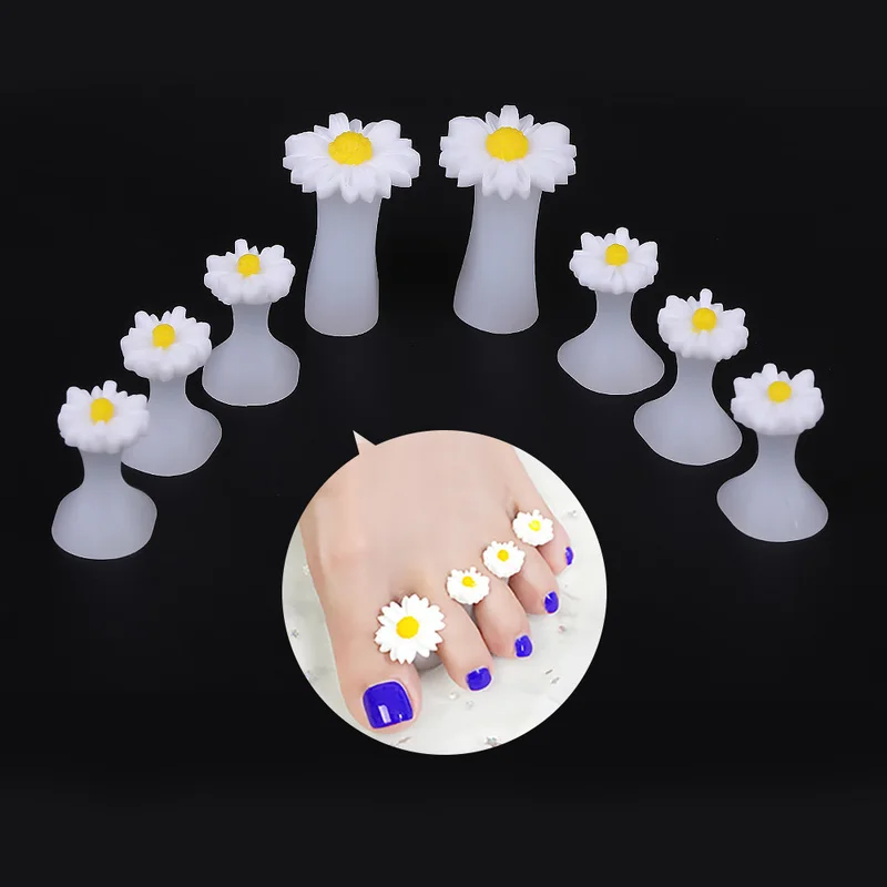 

8PCs/Set Silicone Toe Separators Foot Toe Spacers for Home and Salon Use Daisy Flower Shape Waterdrop Pedicure DIY Nail Art Tool