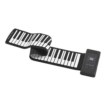 

Portable 61-Key Roll Up Piano Electronic Keyboard Silicon Built-in Stereo Speaker 1000mA Li-ion Battery Support MIDI OUT