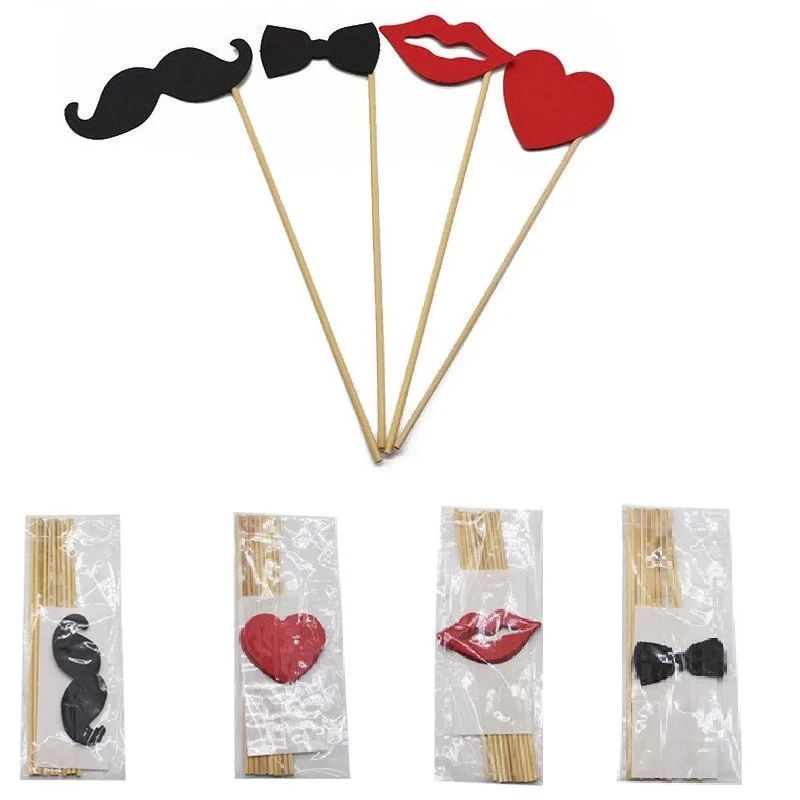 

10pcs Photobooth Props DIY Mustache Lips Tie Heart Sticks Funny Mask Kids Birthday Wedding Decoration Event Party Prop Supplies