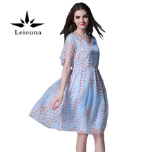 Leiouna Green Fairy Butterfly Sleeve Print Elegant Loose Floral Chiffon Knee-length Summer Dress Princess Lady New Arrivals