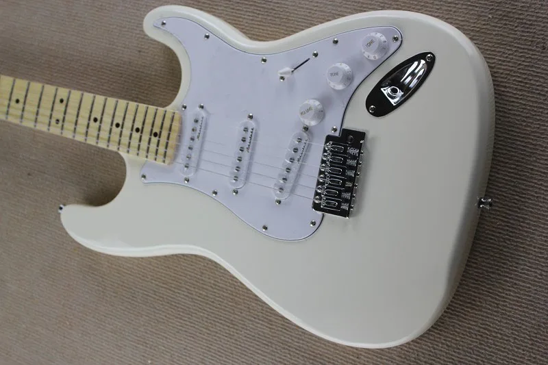 

China guitar factory custom 100% New Maple fingerboard 6 strings stratocaster white Electric Guitar In Stock free shipping 914