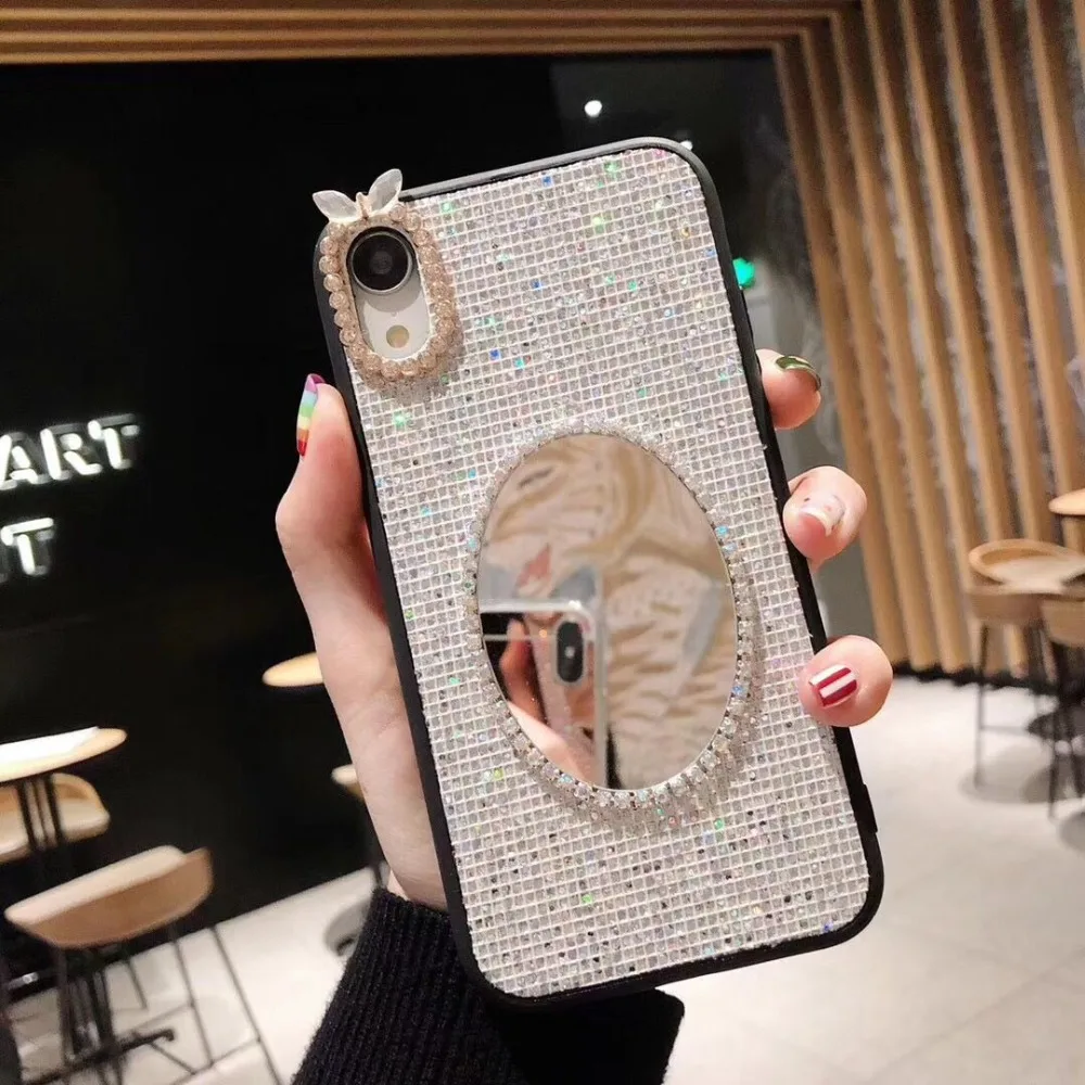 Чехол для iPhone X со стразами бриллиантовое Зеркало задняя крышка 6S 7 8 Plus XR XS Max чехол