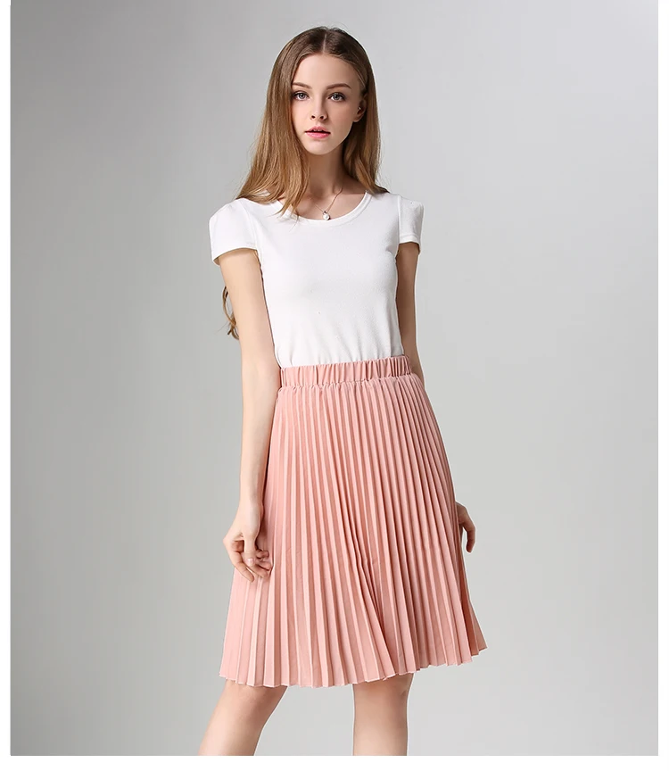 Женская шифоновая плиссированная юбка, винтажная юбка-пачка с высокой талией, женские юбки s Saia Midi Rokken, летняя стильная юбка Jupe Femme