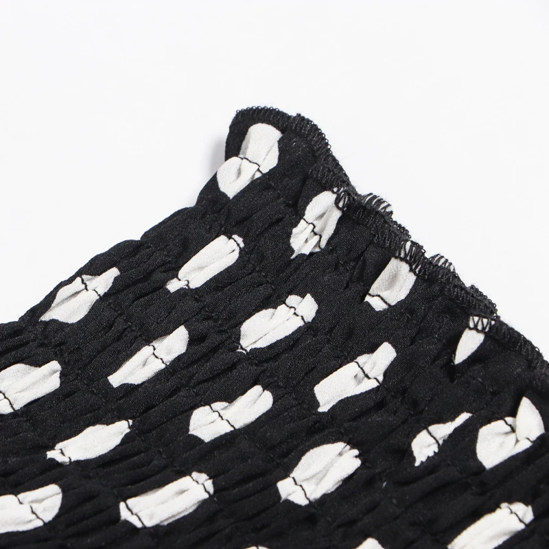 Women's Mini Dress Boat Neck Bell Long Sleeve Polka Dot Stringy Selvedge Beach Big Size S~XL | Женская одежда