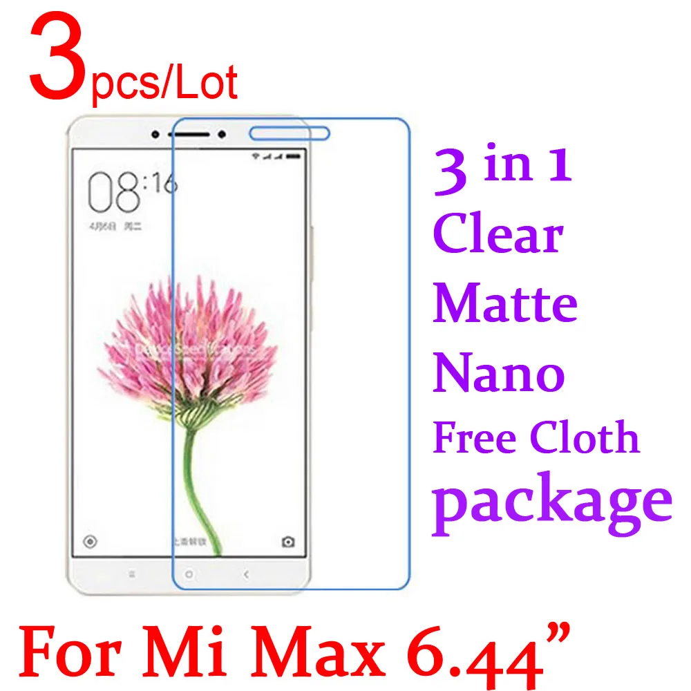 

Triple Combination Ultra Clear Matte Anti-explode LCD Screen Protector Film Cover for Xiaomi Mi Max 6.44" Protective + Package