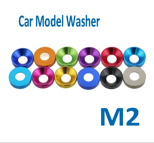 

6pcs M2 Wine Red Aluminum Alloy DIY Gasket Flat Round Countercunk CSK Head Anodic Oxidation Car Model Washer