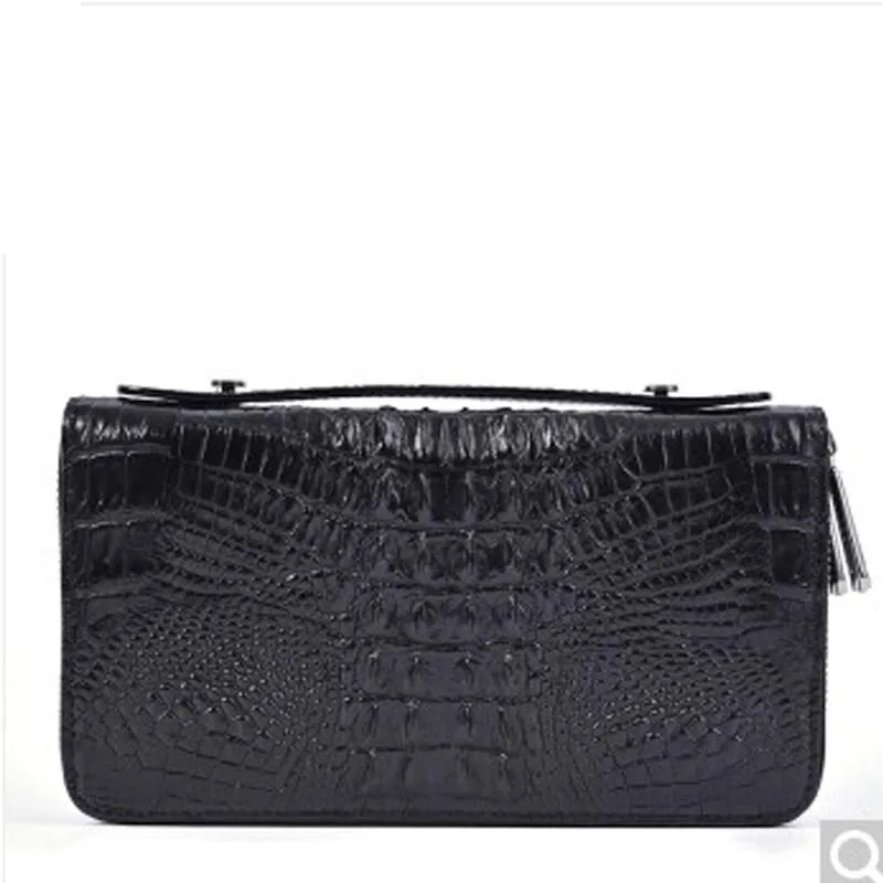 

Pulafu new business fashion alligator leather hand bag trend hand bag men's hands Black