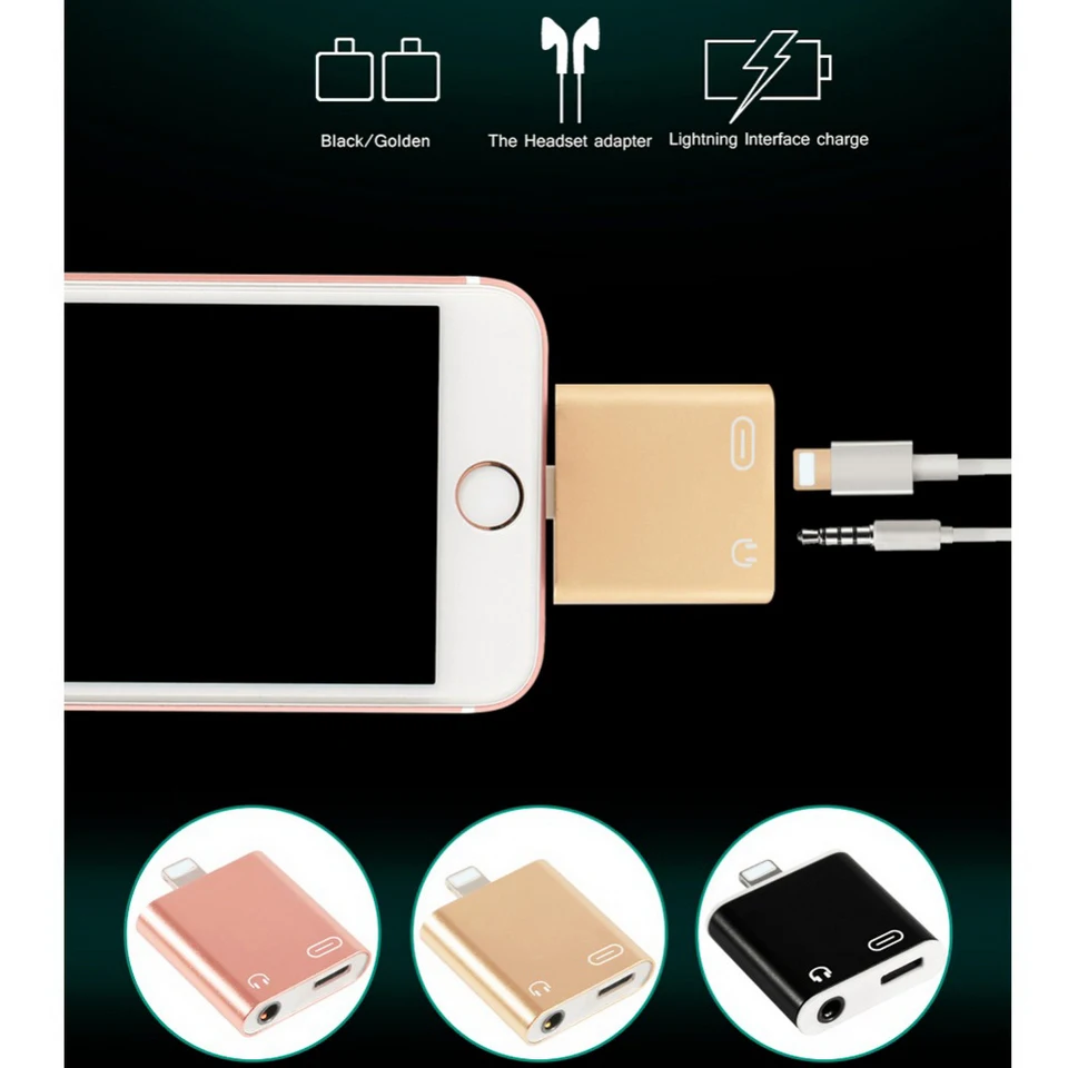 imágenes para Metal 2 en 1 Rayo de 8 Pines a 3.5mm Jack de Auriculares Conector del Adaptador del Divisor de Audio + Cargador de Teléfono para Apple iPhone 7 Plus 7 imágenes para Metal 2 en 1 Rayo de 8 Pines a 3.5mm Jack de Auriculares Conector del Adaptador del Divisor de Audio + Cargador de Teléfono para Apple iPhone 7 Plus 7