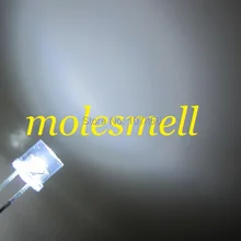 1000 шт/партия! 5 мм плоский белый светодиодный(3000mcd) 5 мм СВЕТОДИОД 5 мм Большой/широкоугольный Белый светодиодный