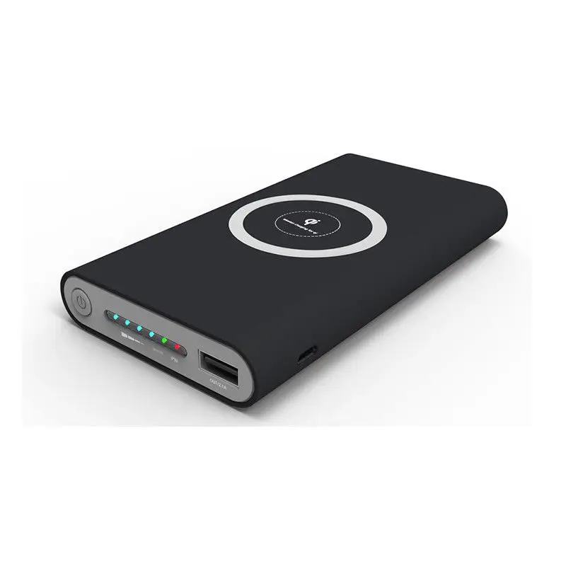 10000 мАч QI Беспроводное зарядное устройство банка мощности для Xiaomi Mi 9 iPhone USB повербанк Внешняя батарея быстрая Беспроводная зарядка Банк мощности - Цвет: Black