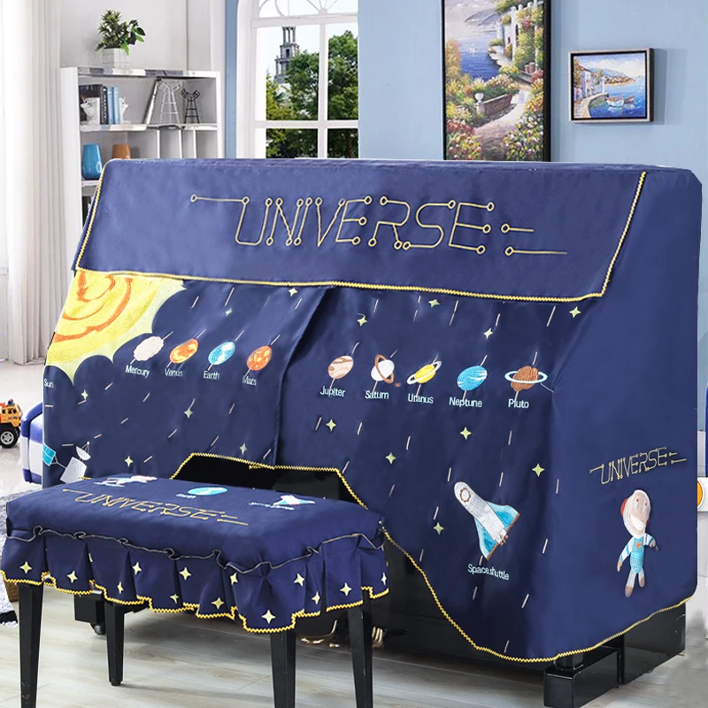 Cartoon Planet Piano Cover Individual Embroidered Piano Cover Full Cover Half Cover Dust Decoration