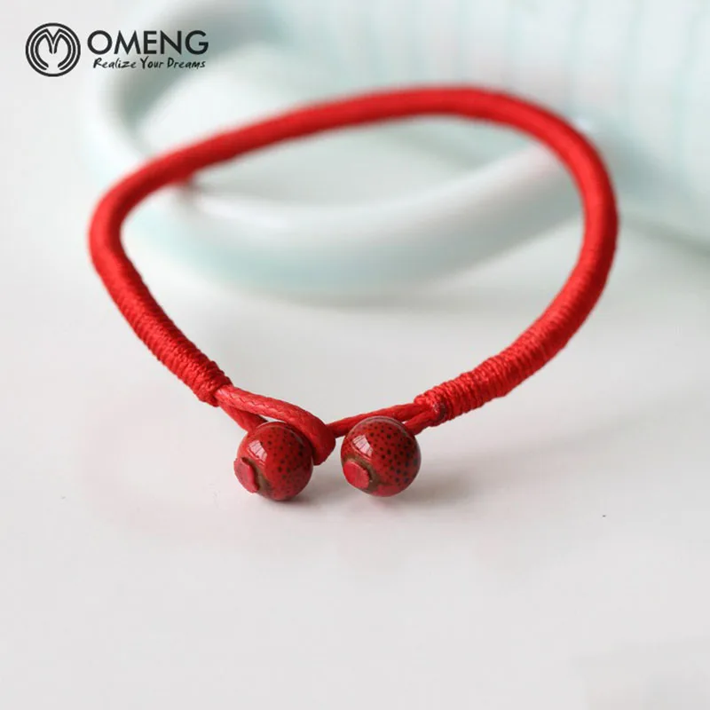 OMENG Fashion Red String Bracelet Ceramic Handmade Accessories Honey