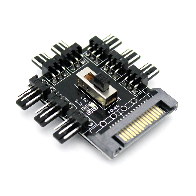 computer 1 to 8 4Pin Molex Cooler Cooling Fan Hub Splitter Cable PWM 3Pin Power Supply Speed Controller Adapter For PC Mining