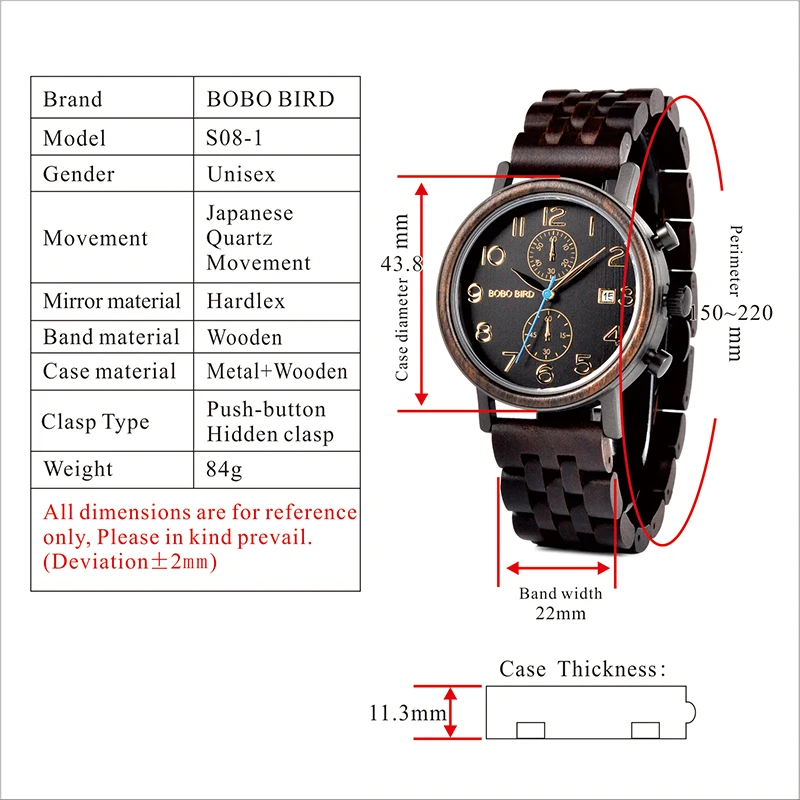 Бобо птица бизнес часы из нержавеющей стали ручной работы деревянные наручные часы для мужчин с датой Дисплей