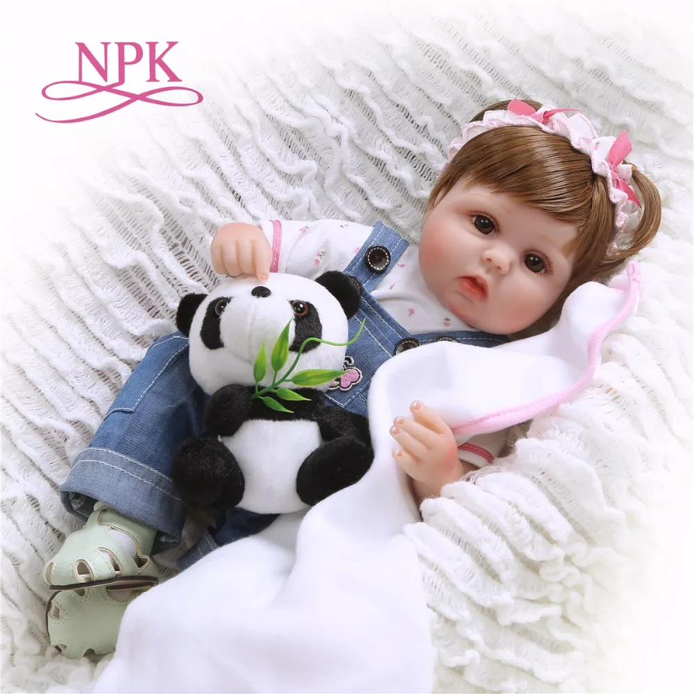 Bebes reborn настоящая кукла npk 1" 40 см мягкая силиконовая кукла reborn baby с одежда в виде панды набор подарок на день рождения для ребенка