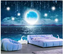 

Custom photo 3d room wallpaper Water rose bright moon sky home improvement 3d wall murals wallpaper for walls 3 d print fabric