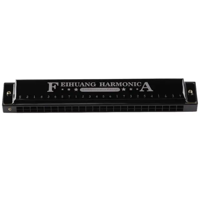 24  Hole Tremolo Harmonica C Key Octave-tuned Mouth Organ with Case Gold/Black Musical Instruments Harmonica