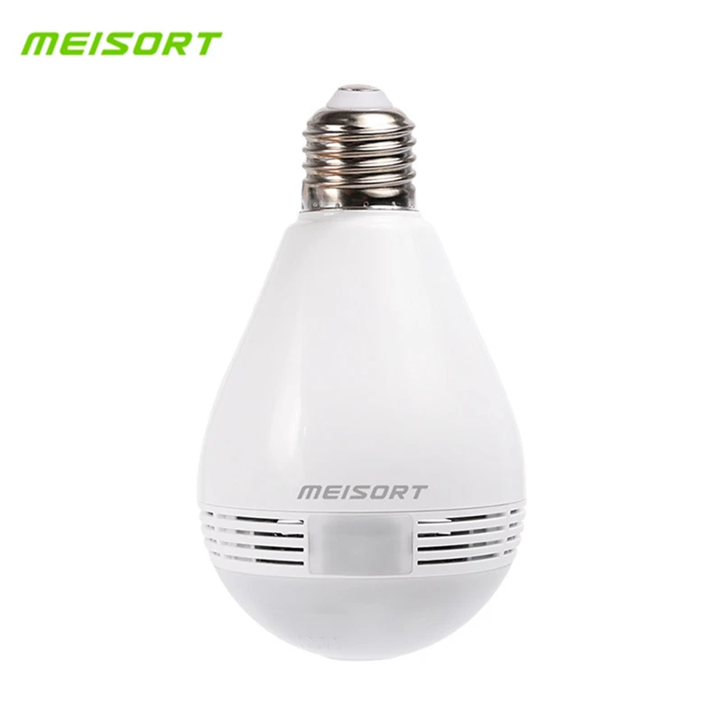 Meisort Bulb LED Light Wifi IP Camera 960P Fisheye Camera 360 degree CCTV VR Camera Home