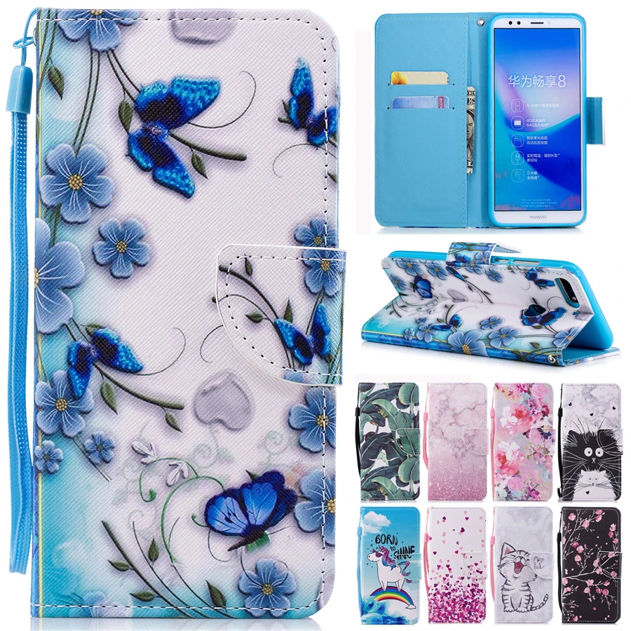 Honor 7C Pro Da Trường Hợp trên cho Coque Huawei Honor 7C Pro Bìa cho Huawei Y7 Thủ 2018 Bao Gồm Ví lật Đứng Trường Hợp Điện Thoại phone case for huawei