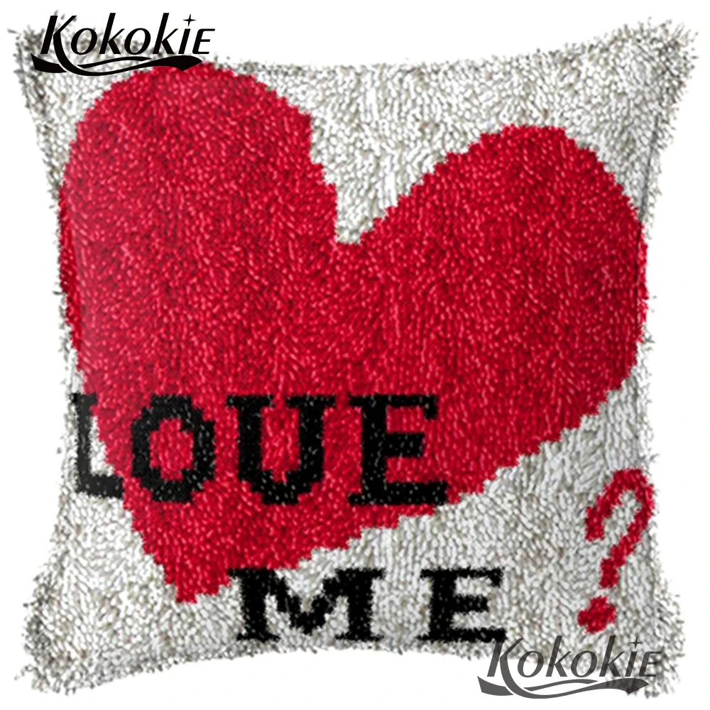 Latch hook rug red heart printed pillow kits cross stitch Cushion embroidery yarn handicraft Crocheting Rug carpet mat | Дом и сад