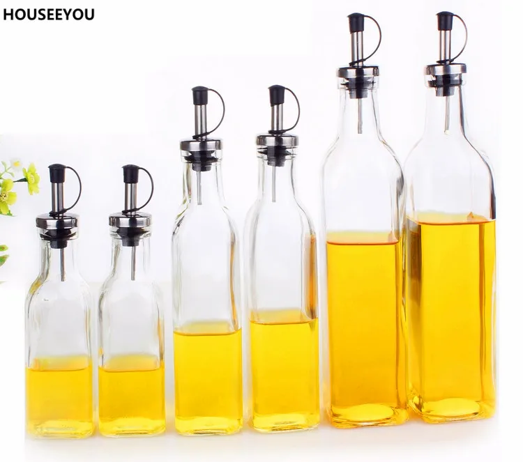 Kitchenware Clear Glass Oil & Vinegar Cruet Condiment Bottles Olive Oil