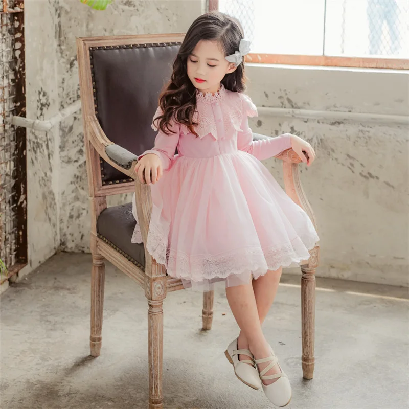 

Brand Fashion Girl Spring Summer Clothes Kids Dresses Lace Flower Dress Party Wedding Pink Dress Children Girl Princess Dress