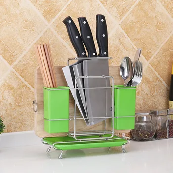 

Stainless steel kitchen knife holder multi-function household one cutting board chopsticks storage rack water tray ZP01151837