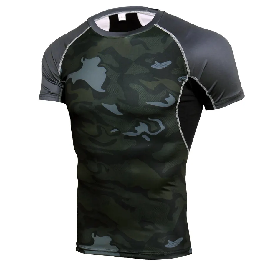 

Camouflage 3D Printed T shirts Mens Compression Shirts Fitness Tights Qucik Dry Training Tops Tee Male G ym Bodybuilding T Shirt