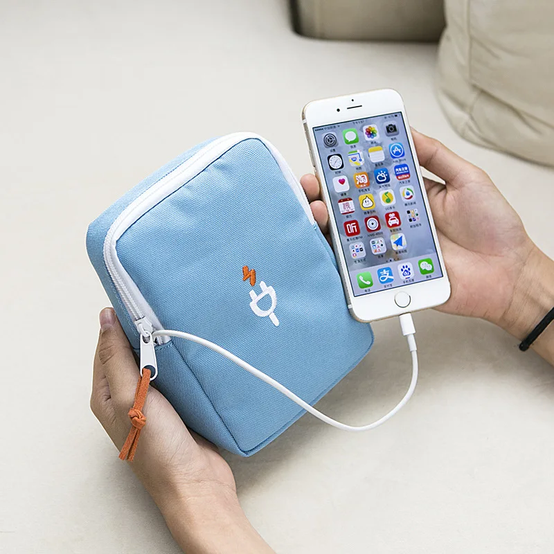 

New Solid Color Digital Storage Bag Mobile Phone Charger Data Cable Storage Bag Multi-function Mobile Travel Bag Organizer