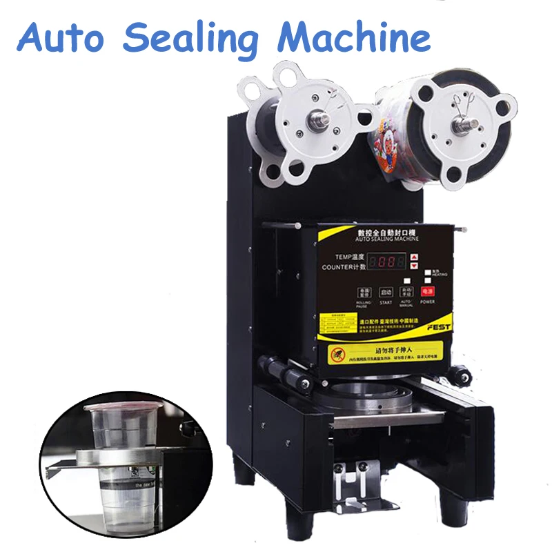 

Automatic Sealing Machine Food Sealer Bubble Milk Tea Shop Packing Sealer Commercial Electric Pressure Plastic Cup Lid FW-95