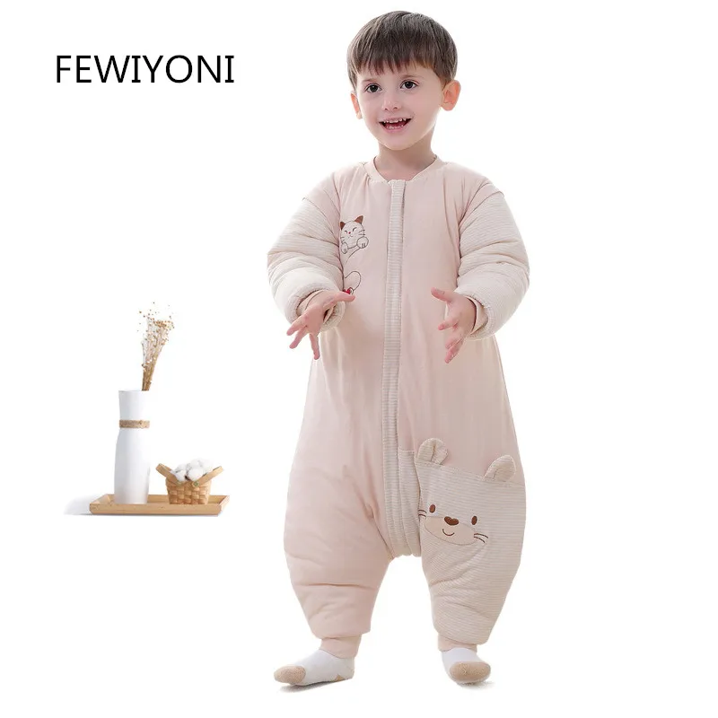 

FEWIYONI Organic color cotton baby sleeping bag autumn and winter models thick cotton baby legs anti-kick, children sleeping bag