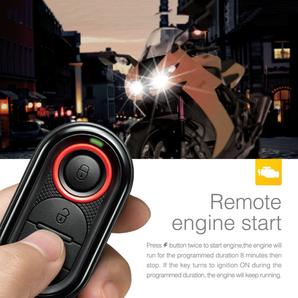 Image 100% Original Steelmate 986E 1 Way Motorcycle Alarm System Remote Engine Start Motorcycle Engine Immobilization with Transmitter