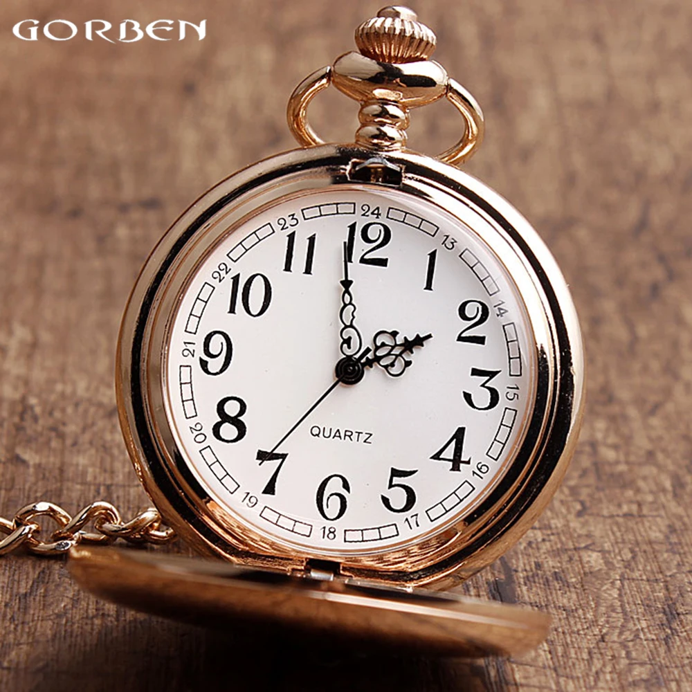 New Arrival GORBEN Watch Rose Gold Polish Quartz Pocket Watch Fashion