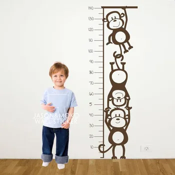 

Monkey Height Chart - Wall Decal Children's Room or Baby Nursery Vinyl Sticker Vinyl Wall Art Decal 50*140CM Free shipping
