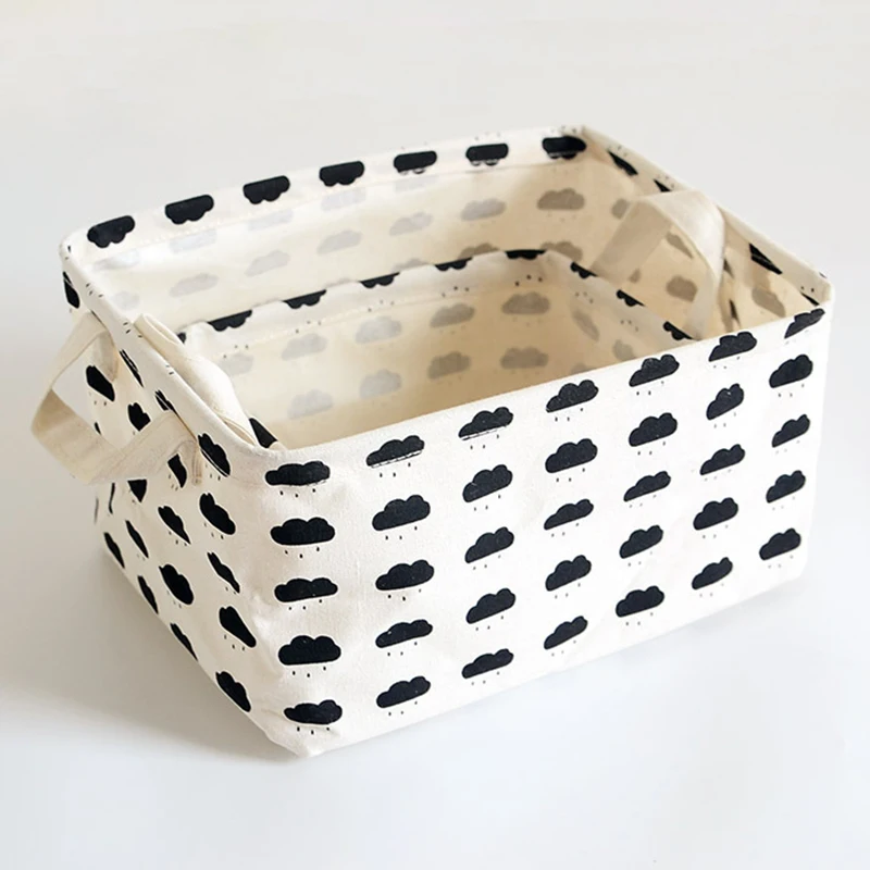 

Desk Storage Box Linen Cotton Geometry Pattern Storage Organizer Cloth Storage Basket Cosmetic Case Organizer